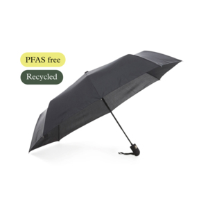 NEW!Key is a compact and durable umbrella that offers great value for money &ndash; a smart choice when you want to combine function, quality, and environmental awareness.This umbrella stands out because it is completely PFAS-free and made with care for both people and the planet. Instead of the traditional water-repellent treatment, we have chosen an alternative method free from harmful chemicals.The umbrella features panels made from R-PET fabric, which reduces its climate footprint and provides a more sustainable lifecycle. The strong metal shaft and flexible fiberglass ribs offer stability even in windy conditions, while the automatic opening makes it easy to handle with one hand.The rubberized handle with a wrist strap ensures a comfortable and secure grip &ndash; even when the rain is pouring down. With a diameter of 99 cm, Key provides generous rain protection while folding down to just 32 cm &ndash; perfect to carry in your bag or briefcase.