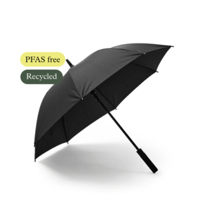 NEW! Drip is an urban-friendly umbrella designed for those who want reliable rain protection with both style and function. What makes it special is that it is completely PFAS-free and made with care for both people and the environment. Instead of the traditional water-repellent treatment, an eco-friendly method without harmful chemicals is used &ndash; just as effective against rain, but much kinder to nature.The umbrella features panels made of R-PET fabric, providing a lower climate footprint and a more sustainable life cycle. With its automatic opening mechanism, it unfolds quickly and smoothly &ndash; perfect for when the rain suddenly starts.Drip has a comfortable straight handle made of soft EVA foam, offering a secure and steady grip. With a diameter of 102 cm, it provides generous coverage, and when folded, it measures 83 cm &ndash; easy to carry and store.Built to last, Drip features a strong fiberglass shaft and durable fiberglass ribs, giving it a stable, long-lasting, and storm-resistant construction that stands up exceptionally well to windy, rainy weather.