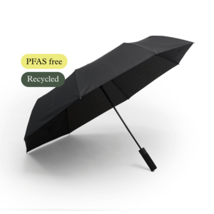 NEW! Wrap is a storm-resistant compact umbrella that combines function, design, and sustainability. What makes it special is that it is completely PFAS-free and made with care for both people and the environment. Instead of the traditional water-repellent treatment, an eco-friendly method without harmful chemicals is used &ndash; just as effective against rain, but much kinder to nature.The umbrella features panels made of R-PET fabric, providing a lower climate footprint and a more sustainable life cycle. Wrap is the perfect choice for those who want a reliable, foldable umbrella that can handle both everyday use and rough weather.With a generous diameter of 100 cm, it offers dependable rain protection, and thanks to its compact folded size of only 36 cm, it easily fits in your bag, backpack, or coat pocket &ndash; always ready when the rain starts to fall.The straight, ergonomic handle made of soft EVA foam provides a comfortable grip. With automatic opening, the umbrella unfolds at the press of a button &ndash; quick, smooth, and practical.The durable metal shaft and flexible fiberglass ribs give the umbrella a wind-resistant construction, built to withstand even strong gusts of wind without turning inside out.