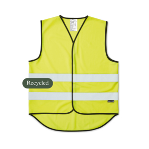 Our new reflective vest made from recycled polyester is designed to be seen. A climate-smart and thoughtful new product that is now finally available on the market. The reflective vest is manufactured in China at a factory that has been audited for social responsibility, and all components of the vest are chemical-tested. It is CE-approved and certified by RISE in Sweden. This means we have full control over the entire supply chain and can offer a vest that lives up to its promises&mdash;both in terms of non-toxic materials, fair working conditions, and a reduced carbon footprint. This makes it unique in its category.So, you get a reflective vest that is a bit better, at a lower price. The Grip model in R-PET features a front hook-and-loop closure and is a CE-approved fluorescent vest in a unisex design, available in S/M, L/XL, and XXXL. The reflective strips around the vest are generously sized, 55 mm wide. The vest is designed with an extended back for added protection, increased visibility, and a larger print area.The safety vest is approved according to EN ISO 20471:2013+A1:2016 class 2, meaning it is approved for use on most workplaces requiring enhanced visibility, both day and night. Delivered without a case.Make a smart choice &ndash; Buy a reflective vest with the same life-saving properties, but with a smaller carbon footprint, at a low price.