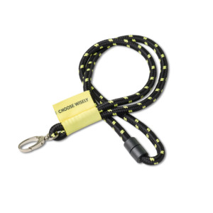 Round-woven lanyard with the option of one or two embroidered colors in any PMS. Also available in 900 x 5 mm. The fabric is marked either via woven label or PVC tag. Prices below are based on a 900 x 8 mm ribbon, black safety buckle, woven logo on the label, snap hook and a maximum of two insert colors in addition to any base color. Weaving card will be added with 1990 SEK. Custom PMS on the safety buckle, as a picture example: 900 SEK in dyeing cost + 2 SEK / band. (Recommended sale price) Minimum order quantity: 100 pcs