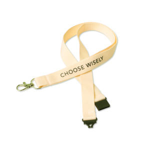 Our most popular lanyard. 900 mm long x 20 mm wide. It is also available in 10/15/25 mm widths. Optional PMS on the belt already from 100 pcs at no extra cost. Repeated 1-color print, snap hook and safety buckle included. Minimum order quantity: 100 pcs. If extra printing ink is desired, SEK 0.80 / color will be added. Standard cost 780 SEK / color (Recommended price)