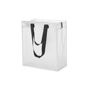 A practical storage bag in transparent PP Woven material. You can easily view what is inside. It is equipped with a zipper and double handles. The material makes for a durable, water-repellent and long lasting bag.