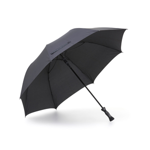 High quality golf umbrella with a stylish pattern on the solid handle. The eight-panel umbrella is wind-resistent with flexible ribs. A 14 mm graphite shaft and the grip-friendly rubberized handle make the umbrella extra stable. At the end of the handle is a printable plate, which can be marked with 1-color print, so the brand can be seen well, even in the umbrella stand. Features automatic folding.