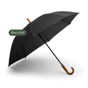 Mist City Umbrella – Sophisticated, spacious, and built to lastMist is a refined and robust city umbrella, perfect for those who value timeless design and generous coverage. With a 122 cm canopy, it offers plenty of space to shield yourself and your belongings – or to share with a companion on rainy walks.The solid wooden handle, paired with a premium metal button, gives the umbrella a luxurious and timeless feel that sets it apart. With automatic opening, it’s also quick and convenient to use when the rain starts to fall.Mist is built to withstand rough weather – featuring a thick fiberglass shaft and durable fiberglass ribs that provide a storm-resistant structure ready for urban downpours and strong winds. Despite its larger size, the 98 cm length makes it practical for daily city life.Crafted from recycled RPET fabric, Mist is a sustainable choice for those who appreciate elegant design with a lower environmental impact.