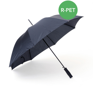 Our bestseller Save is now available in an environmentally smart alternative, where the panel fabric is made from recycled PET (R-PET). Save is a sturdy 8-panel umbrella with automatic folding. Features a black steel shaft and straight EVA foam handle. The R-PET option is marked with a hang tag and a discreet tone-on-tone print on the strap and on the outside of the panels with description of the material. Save R-PET is available in black.