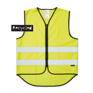 Our new reflective vest made from recycled polyester is designed to be seen. A climate-smart and thoughtful new product that is now finally available on the market. The reflective vest is manufactured in China at a factory audited for social responsibility, and all components of the vest are chemical-tested. It is CE-approved and certified by RISE in Sweden. This means we have full control over the entire supply chain and can offer a vest that lives up to its promises—non-toxic materials, fair working conditions, and a reduced carbon footprint. This makes it unique in its category.So, you get a reflective vest that’s a bit better, at a lower price. The Zip model in R-PET features a durable plastic zipper at the front, and is a CE-approved fluorescent vest in a unisex design, available in both S/M and L/XL sizes. The reflective strips around the vest are generously sized at 55 mm wide. The vest is designed with an extended back for added protection, enhanced visibility, and a larger print area.The safety vest is approved according to EN ISO 20471:2013+A1:2016 class 2, meaning it is approved for use on most workplaces requiring high visibility, both day and night. Delivered without a case.Make a smart choice – Buy a reflective vest with the same life-saving features, but with a reduced carbon footprint, at a low price.