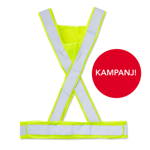 CE approved reflector in X-model. Approved according to EN 13356. Well suited for running and city walks. Adjustable on the sides with velcro fastener for best comfort. High-visibility surface on the triangles front and rear. Delivered in a case.