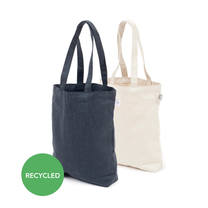 Choose environmentally smart! Choose a cotton bag made from recycled cotton. A 400 gram bag with a rough feel that is an environmentally conscious choice at a really good price.