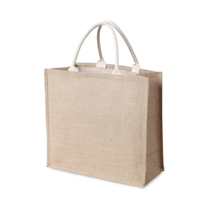 Bag in natural jute with grip-friendly cotton handles. Perfect bag to go  shopping with, sturdy and with a long service life. The process of making fabric from the jute plant is generally energy efficient. As jute is not as attractive to pests, it does not need to be sprayed with chemicals during farming. A smart environmental choice!