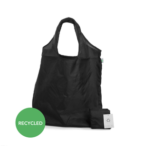 An affordable pocket bag made of black recycled polyester 190T. The bag is easily folded into the pocket on the inside. Delivered flat, not folded, and can therefore be printed on the front or back. The model is approved at RISE for repeat usage. Contact us for available imprint colours!