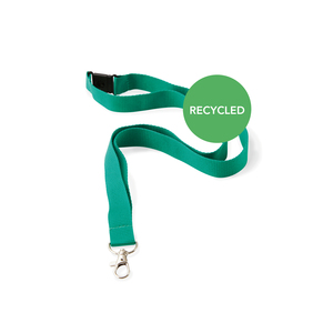 A great environmental choice! A lanyard in recycled polyester (R-PET). 900 mm long x 20 mm wide. It is also available in 10/15/25 mm widths. Optional PMS on the belt already from 100 pcs at no extra cost. Repeated 1-color print, snap hook and safety buckle included. Minimum order quantity: 100 pcs. If extra printing ink is desired, 0.80 SEK / color will be added. Standard cost 780 SEK / color (Recommended price)