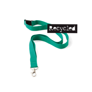 A great environmental choice! A lanyard in recycled polyester (R-PET). 900 mm long x 20 mm wide. It is also available in 10/15/25 mm widths. Optional PMS on the belt already from 100 pcs at no extra cost. Repeated 1-color print, snap hook and safety buckle included. Minimum order quantity: 100 pcs. If extra printing ink is desired, 0.80 SEK / color will be added. Standard cost 780 SEK / color (Recommended price)