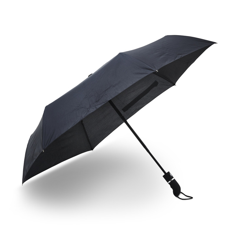 A collapsible compact umbrella that is our highest quality, long-lasting, and wind-resiliant. Made with six panels with automatic extension and folding. Handle in grip-friendly rubber with wrist strap. Comes with a practically designed case.