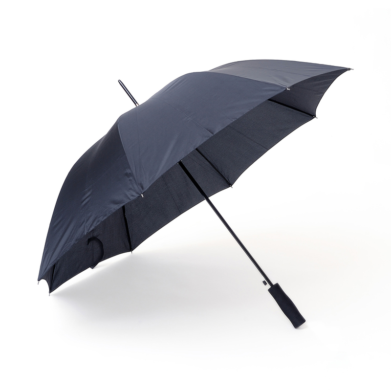 A sturdy and affordable 8-panel umbrella, which is very popular. The umbrella has automatic folding, strong black steel shaft, metal rod and a grip-friendly straight EVA foam handle. The quality of the panel fabric is called Pongee and gives a higher quality and finer finish when printed. The umbrellas can be made unique with digital printing, among other design options, over all panels, and on both the outside and inside of the umbrella. Save is also available with panel fabric made of recycled polyester.