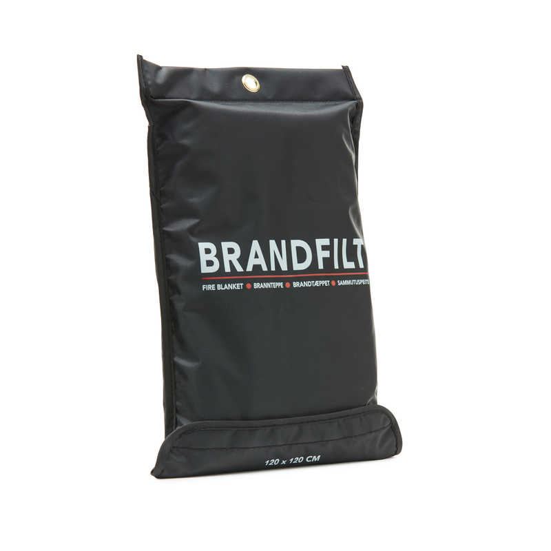 Fiberglass fire blanket packed in a polyester pouch. The red pouch is certified according to EN 1869: 1997. The blanket is 120 x 120 cm and is delivered without vaccum packaging around the item, which makes printing easier.