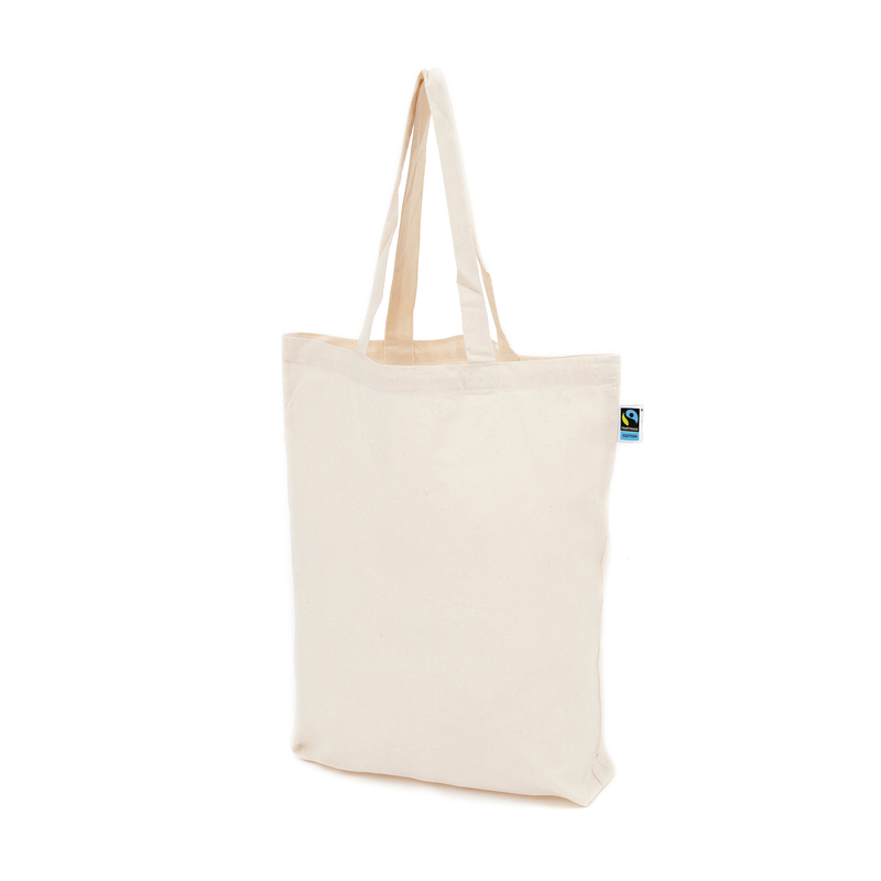 This Fair Trade Certified carrier bag with long handles is made in a compliant 160 gram quality. All cotton is Fair Trade certified, thus traded, inspected and comes from Fair Trade producers. Read more about Fair Trade products at www.info.fairtrade.net